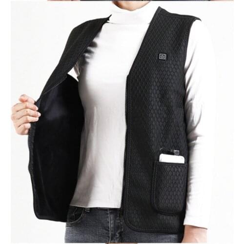 Heated Vest Jacket USB Men Winter Electric Heated Sleeveless Jacket Fishing Hunting Waistcoat Hiking Vest