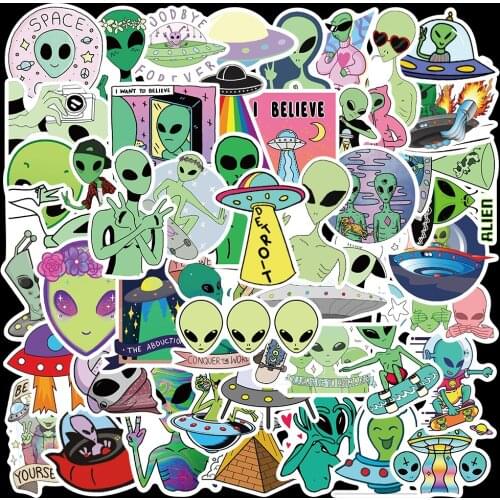 10/50PCS Cartoon Aliens UFO Graffiti Stickers Luggage Skateboard Fridge Guitar Laptop Motorcycle Travel Kid Toys Decals Stickers