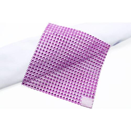 10Pcs 12CM Colorful Rhinestone Napkin Ring Chairs Buckles Wedding Party Decoration Handmade Craft Rhinestone Bows Holder Party