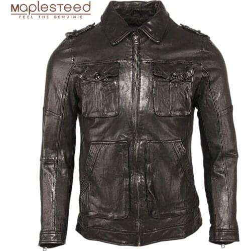 100% Tanned Sheepskin Leather Jacket Soft Slim Style Men Genuine Leather Jackets Mens Skin Coat Clothing Spring Autumn M459