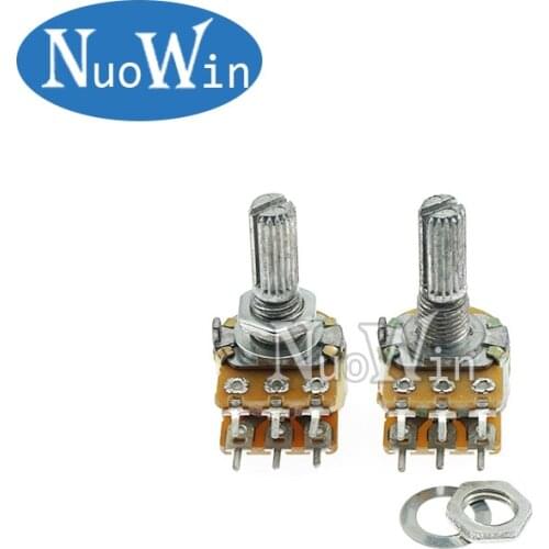 100pcs WH148 B1K B2K B5K B10K B20K B50K B100K B500K 6Pin 20mm Shaft Amplifier Dual Stereo Potentiometer 1K 2K 5K 10K 50K 100K 1M