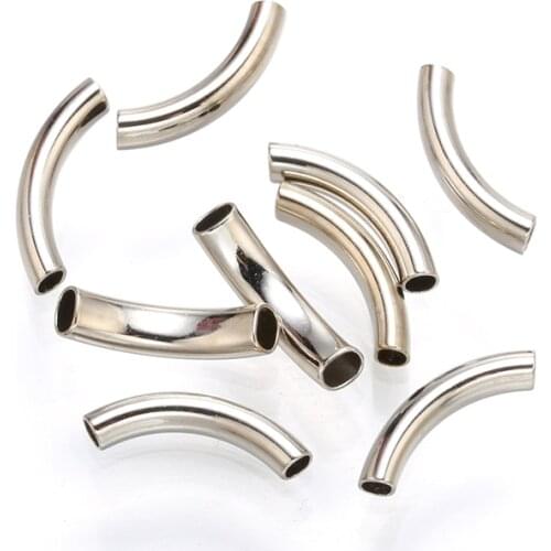 20 pcs short curved tube connectors flat spacer bead earrings jewelry findings accessories