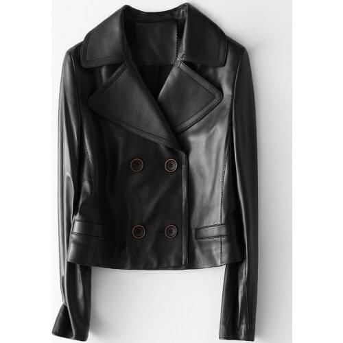 2021 Fahsion Women Leather Jacket Women Short Spring Slim Real Sheepskin Coat Korean Womens Clothing Veste Cuir Femme WPY3653