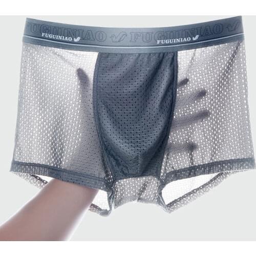 4pcs/Lot Summer Ice Network Mesh Men Underwear Ventilate Shorts Man Boxer Breathable Sexy Youth Boxer Four shorts Cosy Bamboo