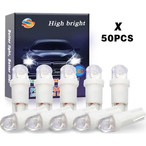 50pcs T5 37 58 70 73 74 Blue Car Dashboard Gauge 5050 1SMD LED Indicator Speedo Dashboard Side Light Bulb