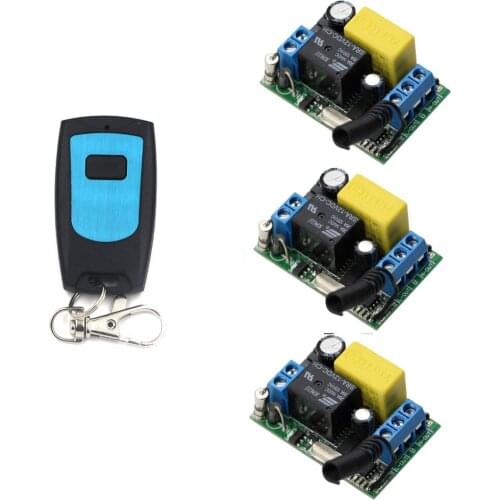 AC 220V 1CH 3* Receiver & Transmitter RF Wireless Remote Control Switch Interruptor 10A Light Lamp LED 315/433Mhz