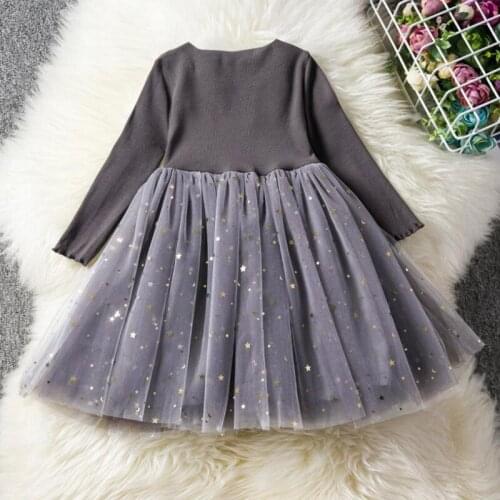 DFXD Girls Clothes Mesh Star Design Spring Baby Girls Princess Dress Ball Gown Children Clothing Tutu Birthday For 1-4T Vestidos