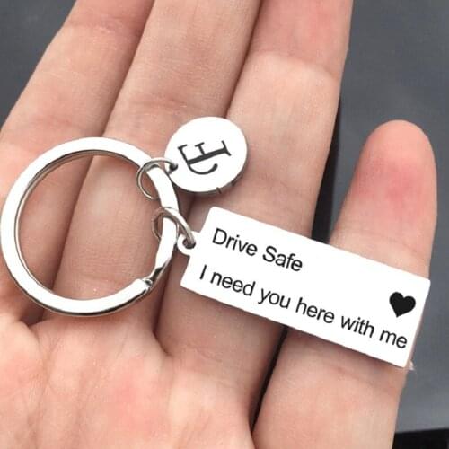 Drive Safe Stainless steel Keychain/Couples Keychain/Engraved Keychain/Lettering A-Z Keychain/Husband Gift/Boyfriend Gift