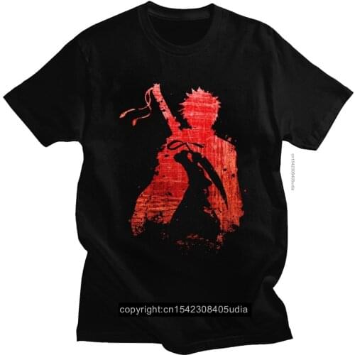 Ichigo Kurosaki Tshirt Men Cotton Shinigami Anime Japan Tee Tops O-Neck Short Sleeve Graphic T Shirt Camisa Streetwear Harajuku