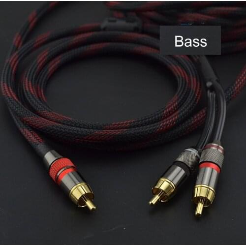 Hifi Subwoofer Cable RCA to Dual Angle RCA for Amplifier Decoder 1 To 2 RCA Splitter Y Bass Cable Gold Plated 0.5M 1M 2M 3M
