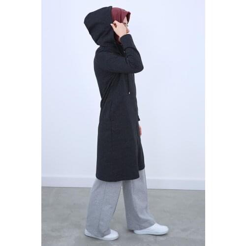 ZIPPERED HOODED CARDIGAN