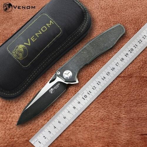 Kevin John VENOM 4 Wing S35VN blade Titanium Handle folding knife ceramic ball bearing camping hunting pocket knife EDC tools
