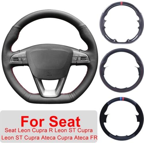 Leather Car Steering Wheel Cover For Renault Clio 4 (IV) Kaptur Captur 2016-2019 Auto Interior Customized Steering Wheel Wrap