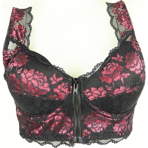 Front Closure Embroidery Lace Bra Full Coverage Underwire Lingerie Comfortable Adjustable Sexy Bras for women B C Free shipping