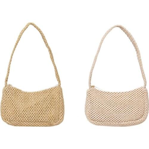 Fashion Handmade Woven Women Underarm Bag Ladies Popular Casual Handbags Summer Beach Girls Daily Small Shoulder Bags