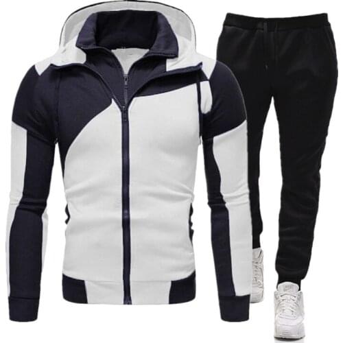 2020 Mens Tracksuit Jogging Suit Side Stripe Hoodies Set Man Fleece Hoodies and pants Male Work Out Clothes Jogger Set Gym Cloth