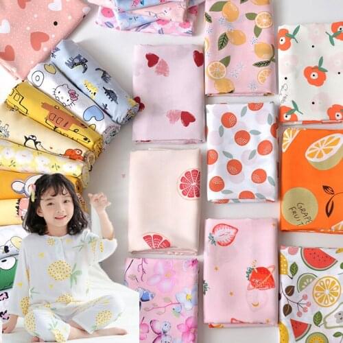 Soft Skin Girls Viscose Fabric for Summer Dress Meter Cartoon Print Rayon Breathable Thin Baby Fabric Cloth Tissu DIY