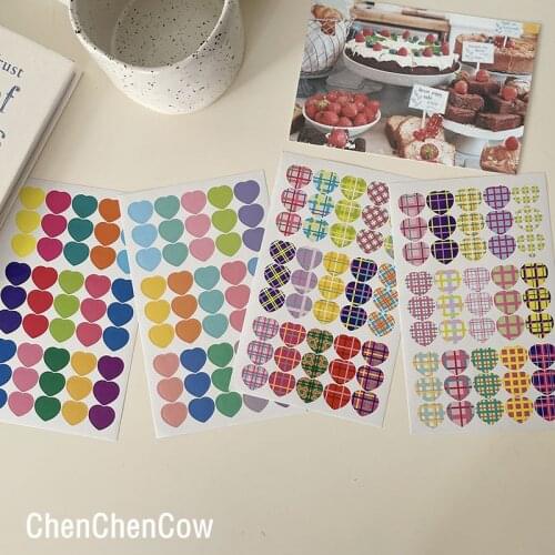 Colorful Plaid Love Stickers DIY scrapbook base collage mobile phone computer photo album diary decoration