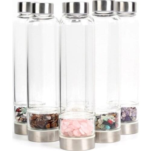 Natural Gemstone Water Bottle Infused Natural crystal Gravel Stone Bottle Give gifts to your friends