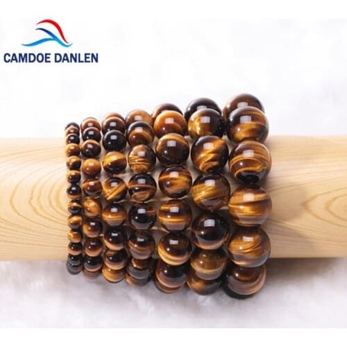 Natural Crystal 6 8 10 12 14 16mm Tiger Eye Gem Beads Tibetan Buddha Prayer Mala Charm Yoga Bracelet For Men Buddhist Jewelry