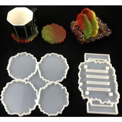 Irregular Resin Casting Coaster Molds Include Silicone Coaster Molds and Coaster Holder Molds Suitable for Diy Coasters