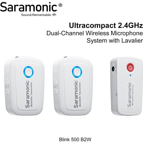 NEW Saramonic Blink500 B1W / B2W white 2.4GHz Dual-Channel Wireless Microphone with Lavalier Interview mic for Phone DSLR