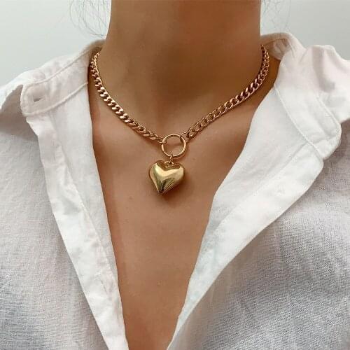 DIEZI Simple Choker Clavicle Chain Necklace Korean Heart Pendant Necklaces Women 2020 New Fashion Vintage Statement Jewelry