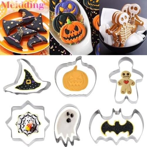 Halloween Cookie Cutter Set Pumpkin Ghost Bat Skull Spider Web Fondant Mold Biscuits Baking Tools Halloween Party Supplies