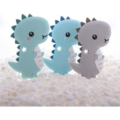 Food Grade 10pcs Stegosaurus Silicone Dinosaur Baby Teethers Dragon BPA Free Infant Products Newborn Pacifier Chain DIY Toys