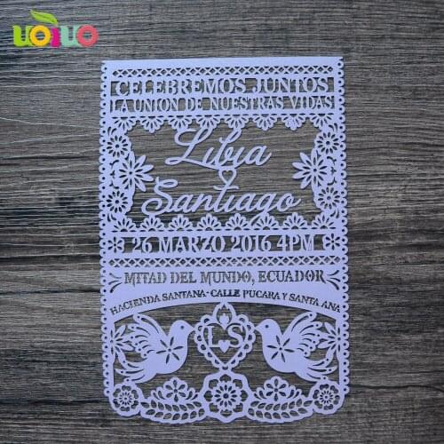 50pc High Quality laser cut invitation card tex free lasering