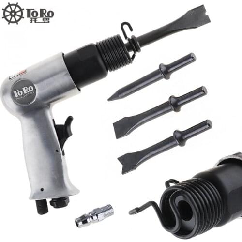 TORO 120mm Professional Pistol Gas Shovels Air Hammer Small Rust Remover Pneumatic Tools with 4 Chisels