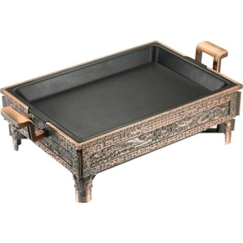 Commercial charcoal barbecue grill table BBQ retro rectangular grilled fish stove non-stick baking pan Hotel supplies home and o