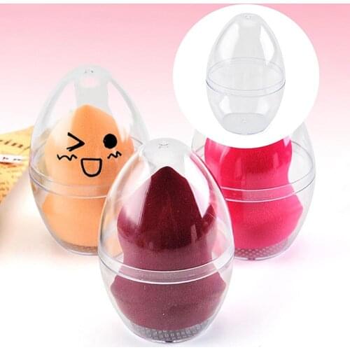 Transparent Egg Shape Makeup Powder Puff Sponge Empty Container Storage Box