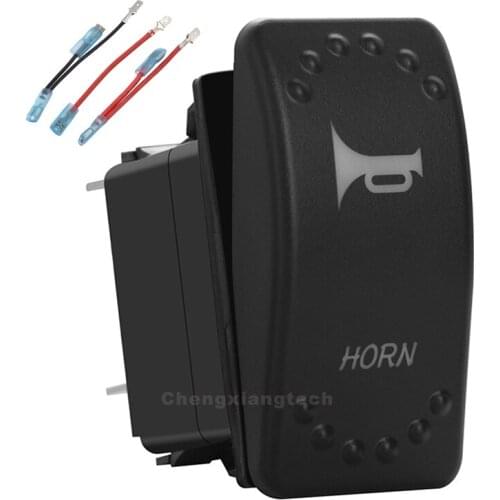 Horn White Led Rocker Switch 3 pin MOMENTARY ON / OF SPST 12v/24v overload protection+Jumper Wires Set Car Boat Waterproof