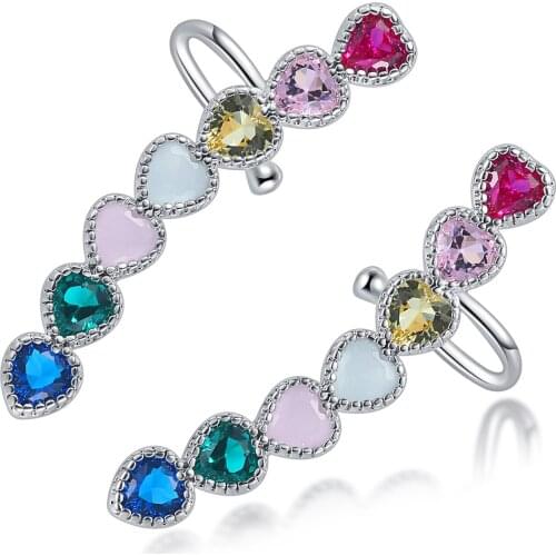 Romantic Ear Cuff Earrings For Women Love Heart Crystal White Gold Color Birthday Party Gift Fashion Jewelry DWE337