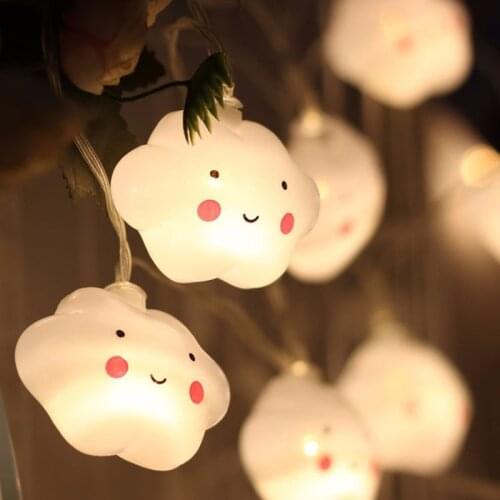 LED Creative White Cloud Smile Cloud Star Light String Childrens Bedroom Tent Birthday Decoration Battery Cloud Hanging Lamp
