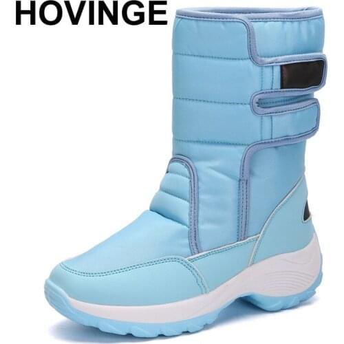 HOVINGE New High Top Cotton Boots Dropshipping Women Plus Velvet Warm Thick Platform Large Size Outdoor Snow Women Booties