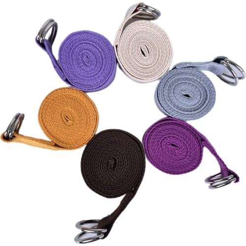 Multi-Colors D-Ring Belt Women Yoga Stretch Strap Fitness Exercise Gym Rope Figure Waist Leg Resistance Fitness Bands Yoga Belt