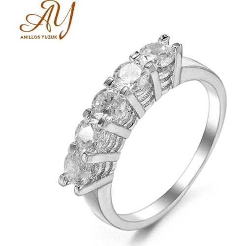 Anillos Yuzuk Wedding Ring Sterling Silver 925 Clear Cubic Zirconia Engagement Rings For Women Promise Statement Jewelry