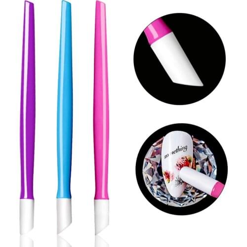 1Pcs Silicone Nail Pen Manicure Nails Art Tool Pink Acrylic Carving Emboss Craft Pens
