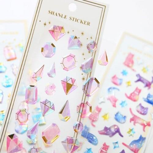 1 pcs/pack Stationery Stickers Love Diamond 3D Crystal Diary Planner Decorative Mobile Stickers Scrapbooking DIY Craft Stickers