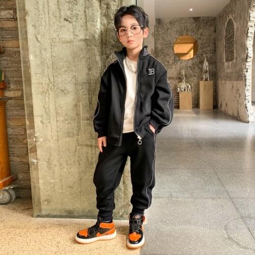 Boys spring / autumn 2pcs sport jacket + pants suit new big virgin reflective Kids
