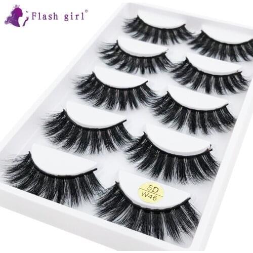 5 Pairs False Eyelashes Wholesale Makeup Natural Long Volume Soft Eye Lashes Thick Wispy Fake Eyelash For Beauty 5D-W46
