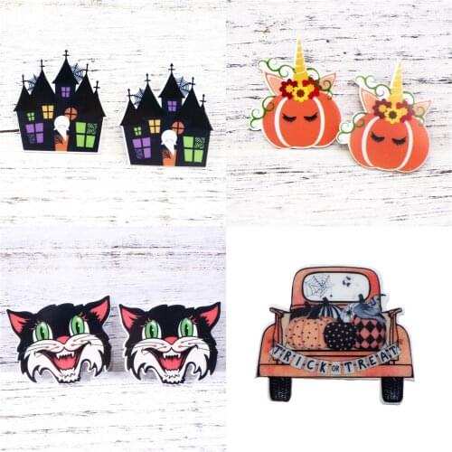 5pcs/lot Halloween Horror Pumpkin Ghost Planar Resin DIY Making For Bow-knot Home Decoration DIY Crafts Accessories