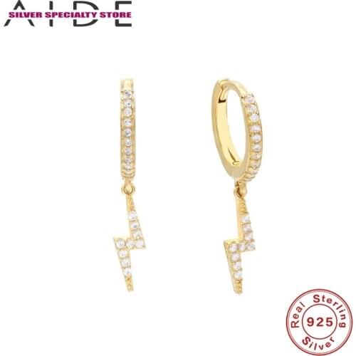 AIDE Lightning Hoop Earring 925 Sterling Silver Earrings For Women Piercing Earring Fine Jewelry For Gifts Pendientes Aretes