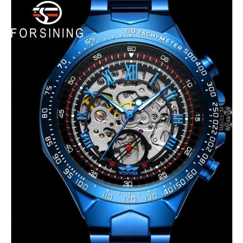 WINNER Automatic Mechanical Men Wristwatch Military Sport Stainless Steel Male Clock Top Brand Luxury Skeleton Man Watch 8067
