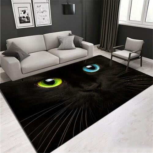 3D Animal Eyes Black Carpet Big Anti-slip Carpet Bedroom Floor Mat Soft Sponge Bathroom Rugs Toilet Mat Living Room Decoration