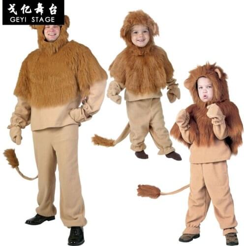 Halloween Childrens Cosplay Costume Animal Carnival Performance Men Children Long Haire Lions Clothes