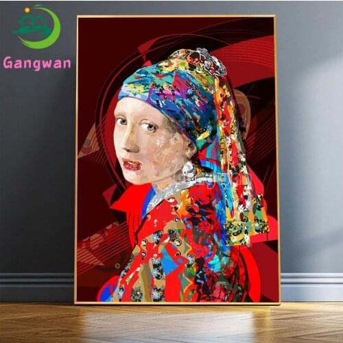 Girl With A Pearl Earring Parody diamond embroidery full drill Copy Art diamond painting mosaic Abstract Watercolour Graffiti