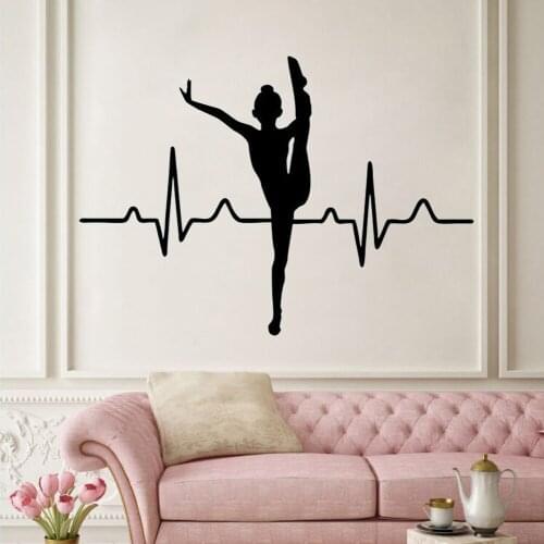 Gymnast Gymnastics Heartbeat Vinyl Words Wall Decal Girls Wall Sticker Wall Vinyl Removable FM-29